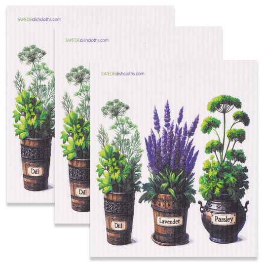 Dill, Lavender & Parsley Swedish Dishcloth Set
