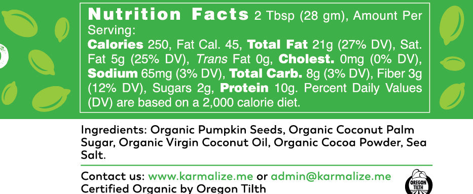 Organic Vegan Cacao Pumpkin Seed Butter Organic Vegan Cacao Pumpkin Seed Butter