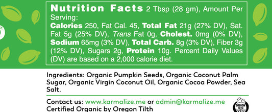 Organic Vegan Cacao Pumpkin Seed Butter