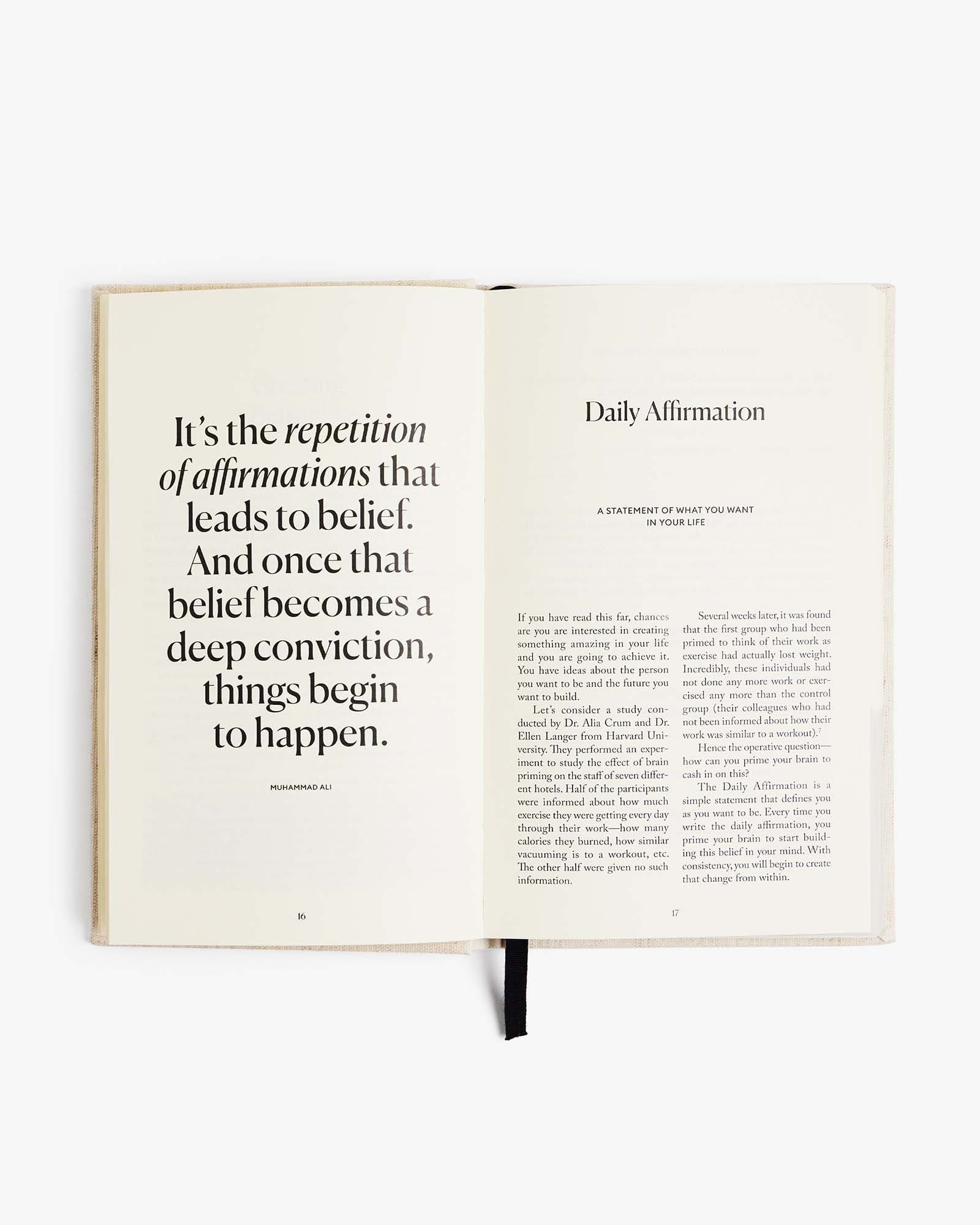 Open book with text on a white background