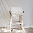 White Bamboo Throw Blanket draped over wooden stool |Color:White