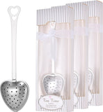 Heart-shaped metal tea infuser in packaging with 'Tea Time' label