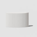 White rectangular planter with ribbed texture on a light gray background
