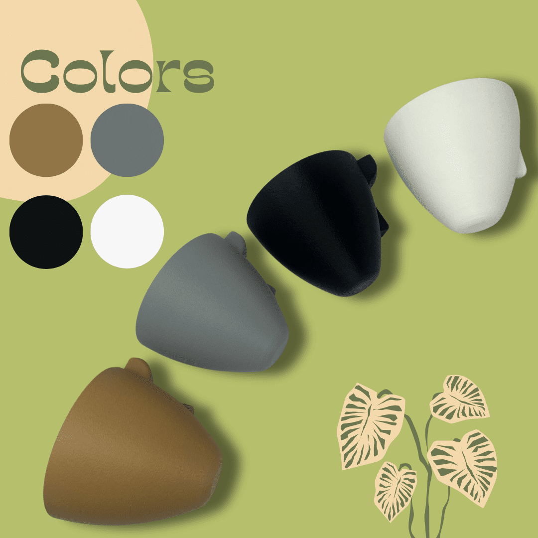 Set of color swatches and ear-shaped objects on a green background with floral design.