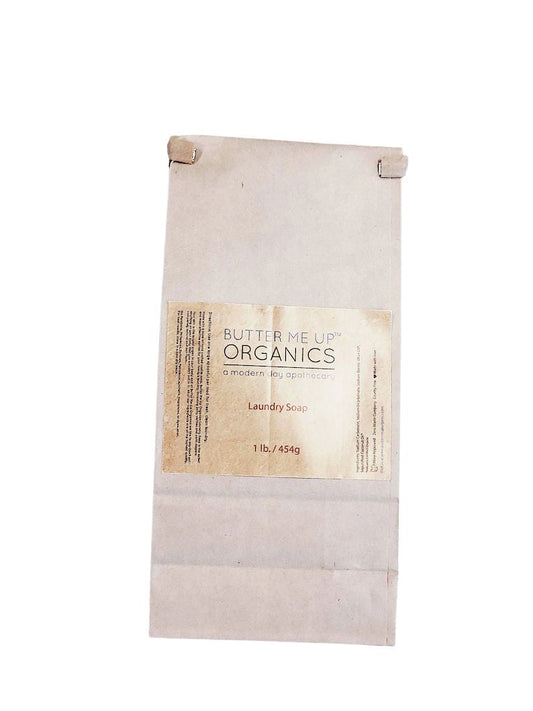 Butter Me Up Organics laundry soap bag on a white background