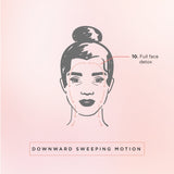 Illustration of a woman's face with a focus on a 'full face detox' routine on a pink background.