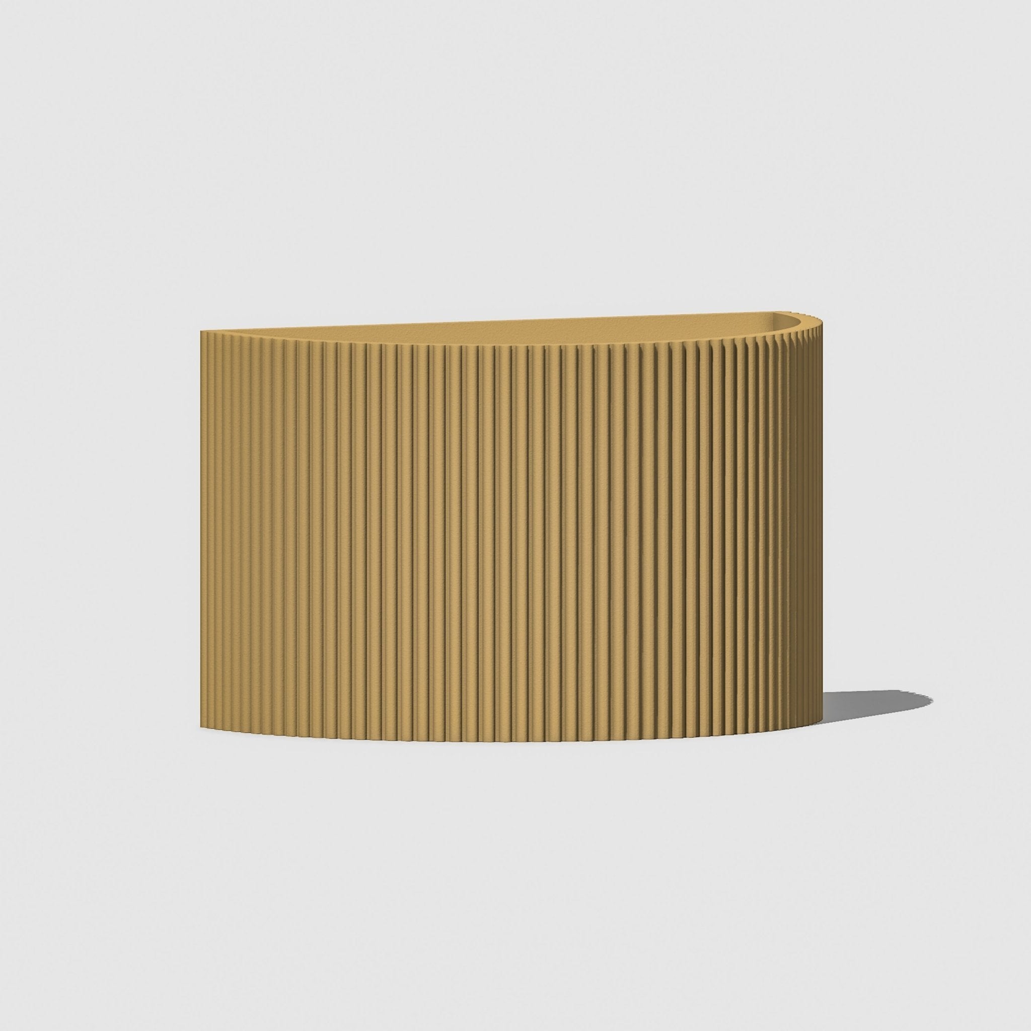 Rectangular planter with ribbed texture on a light gray background